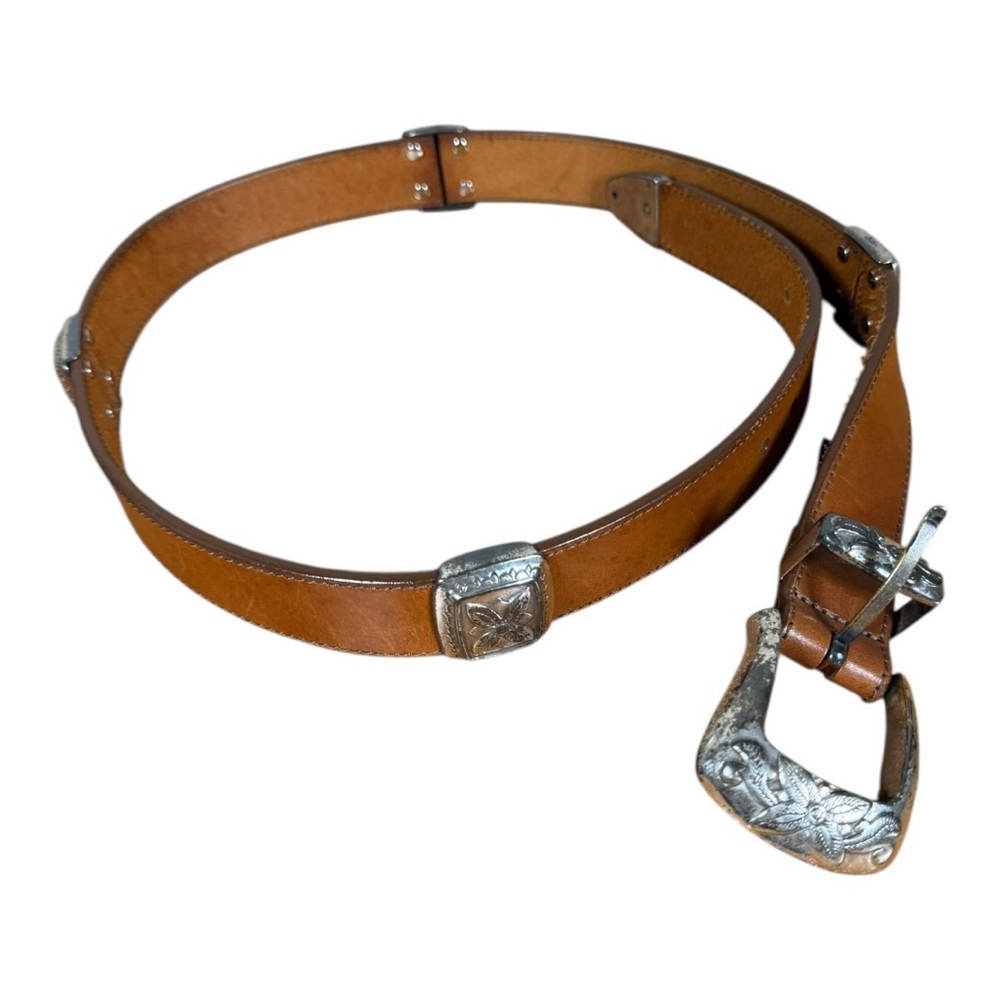 Brighton Tan Leather‎ Belt with Silver Accents